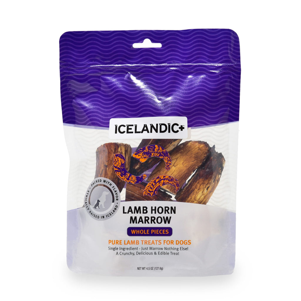 Icelandic+ Lamb Marrow Whole Pieces Dog Treats - Natural Dental Chews, 4.5 oz Bag