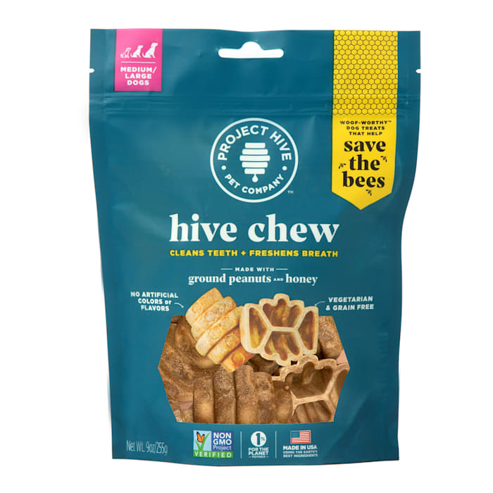 Project Hive Dog Treats - Large Breed Peanut Butter & Honey Comb Chew - 9 oz