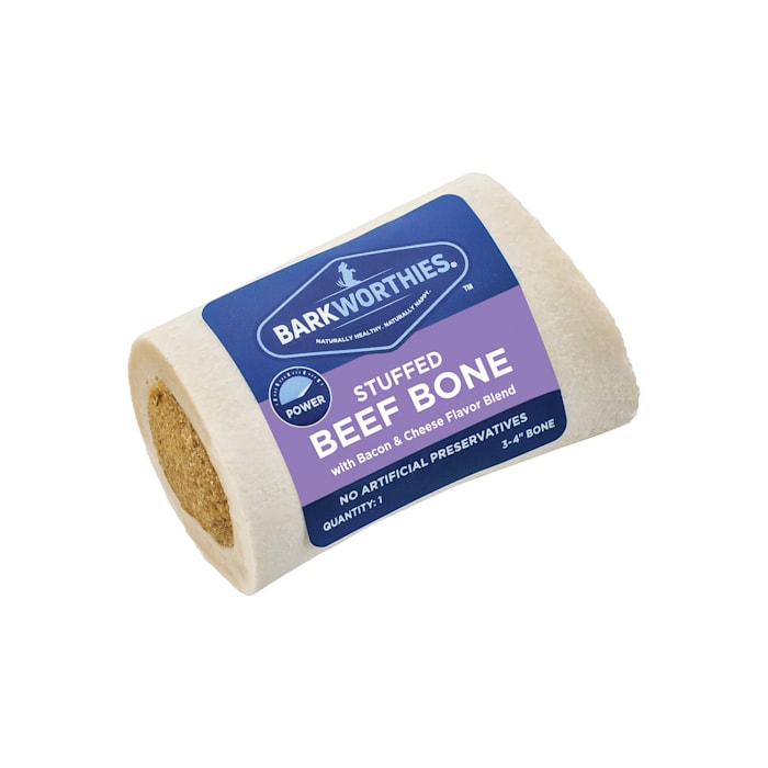 Barkworthies 3-4 inch Stuffed Shin Bone Dog Treat - Bacon & Cheese or Blueberry Cranberry Blend