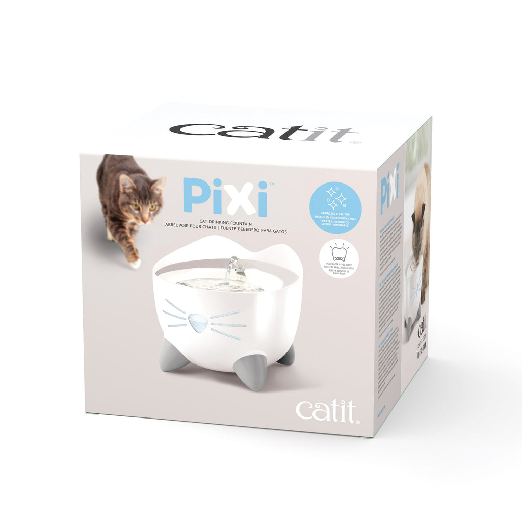 Catit PIXI Stainless Steel Cat Fountain - White, Automatic Drinking Water Fountain