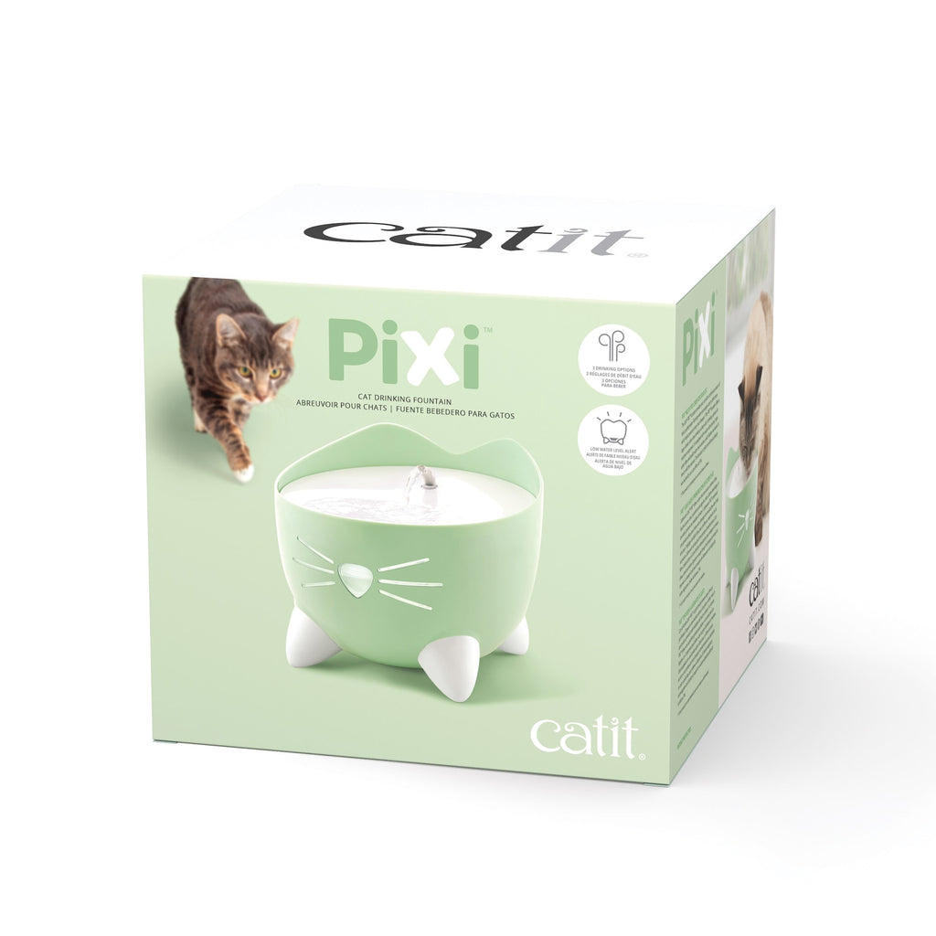 Catit PIXI Fountain - Cat Water Fountain with Triple Filter, Green
