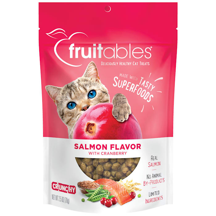 Fruitables Cat Treats - Salmon & Cranberry Flavor, 70g / 2.5 oz - Crunchy & Healthy Cat Snacks