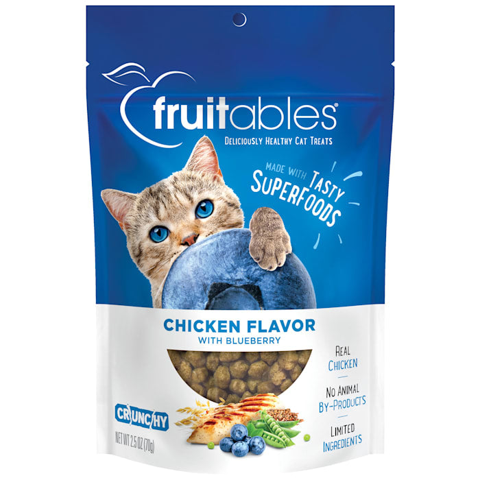 Fruitables Chicken & Blueberry Crunchy Cat Treats - 2.5 oz Deliciously Healthy, Low Calorie