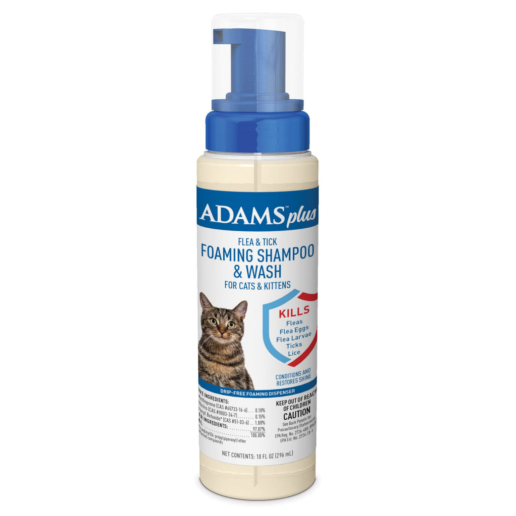 Adams Plus Flea & Tick Foaming Shampoo & Wash for Cats & ...