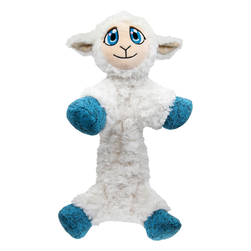 KONG Low Stuff Flopzie Lamb Dog Toy - Medium, Plush, Less Stuffing, Squeaky