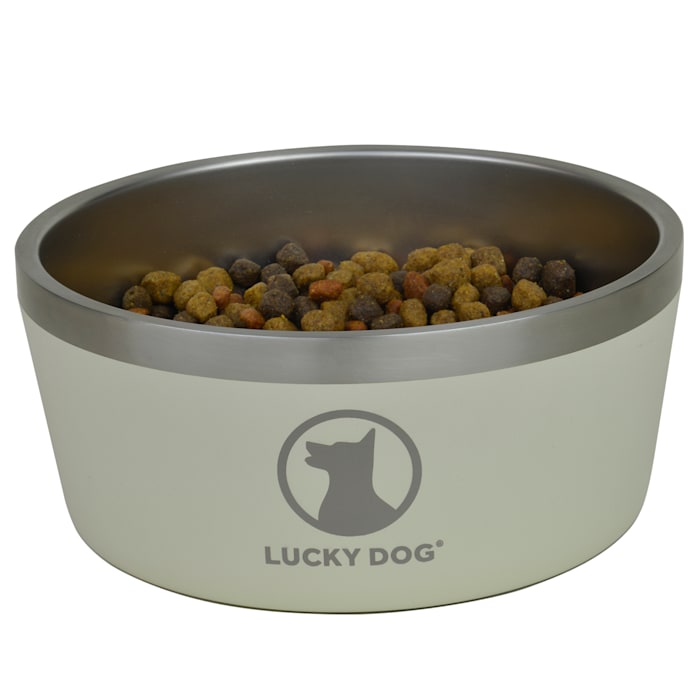 Lucky Dog Indulge Double Wall Stainless Steel Dog Bowl, 64 oz, Sand