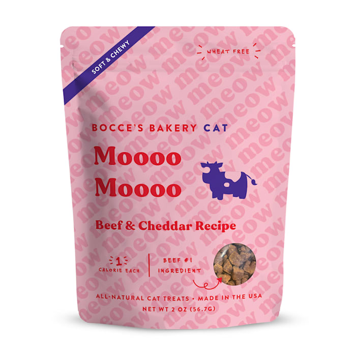 Bocce's Bakery Moooo Moooo Soft & Chewy Cat Treats - 2oz All Natural, Heart-Shaped Treats