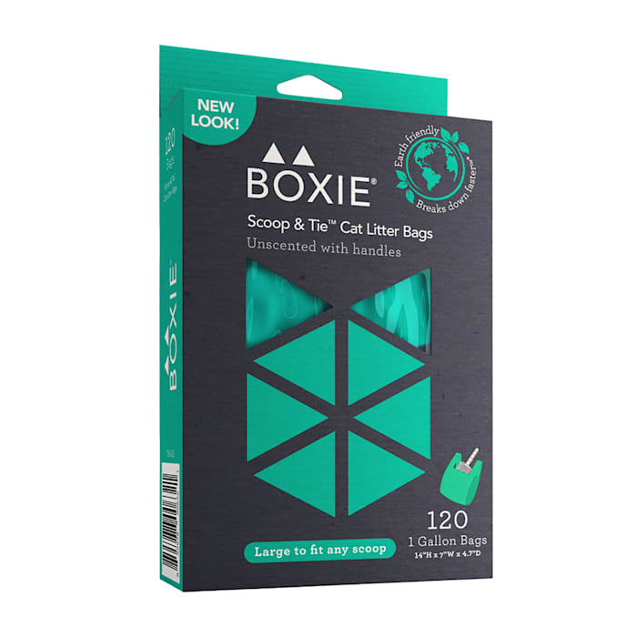 Boxiecat Scoop & Tie Litter Bags - 120 Count - Pet Waste Disposal