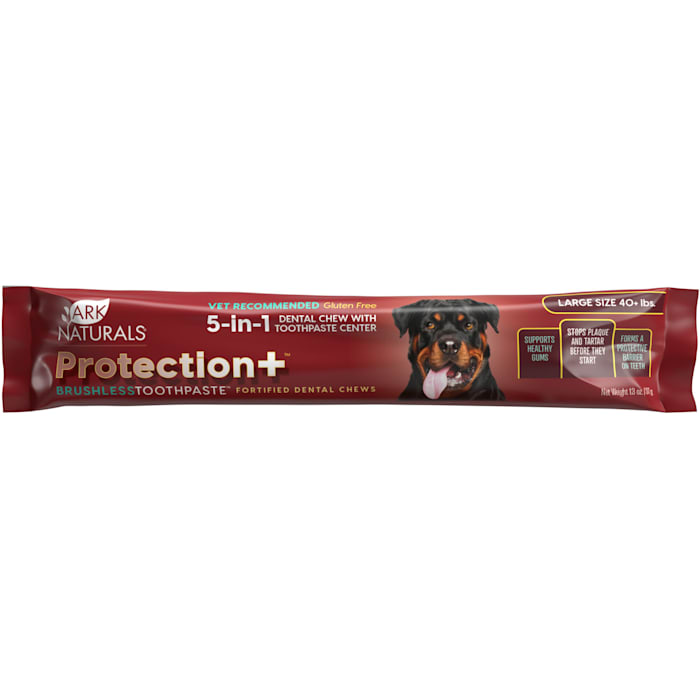 Ark Naturals Protection+ Brushless Toothpaste Dental Chews for Large Dogs (40+ lbs), 1.32 oz