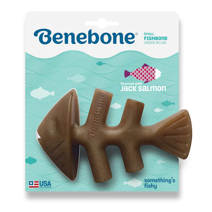 Benebone Fishbone Dog Chew Toy - Real Salmon Flavor - Small Durable Chew Toy