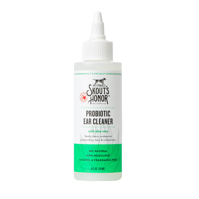Skout's Honor Probiotic Ear Cleaner for Dogs & Cats, 4 oz - Gentle, Alcohol-Free Ear Wash Solution