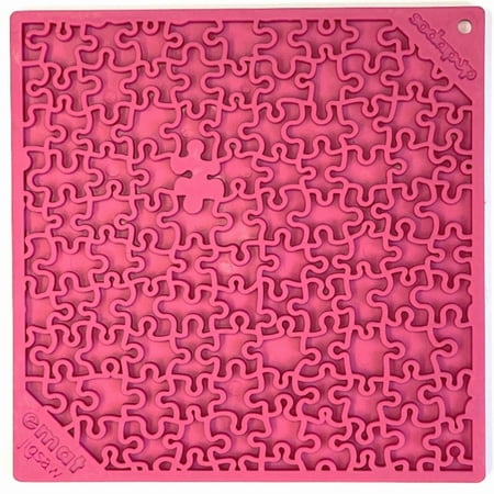 SodaPup Jigsaw Design eMat Enrichment Lick Mat - Large, Pink - Dog Slow Feeder
