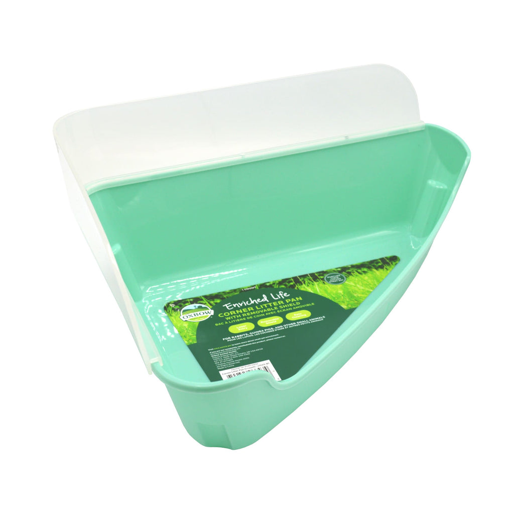 Oxbow Enriched Life Corner Litter Pan with Removable Shield - Small Animal Litter Box