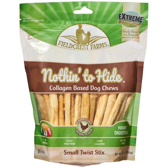 Fieldcrest Farms Nothin' to Hide Twist Stix Chicken Flavor Dog Chew, 11.4 oz., Pack of 50