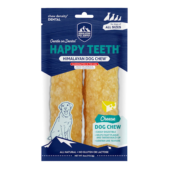 Himalayan Dog Chew Happy Teeth Cheese Large, 4 oz - Dental Dog Treat