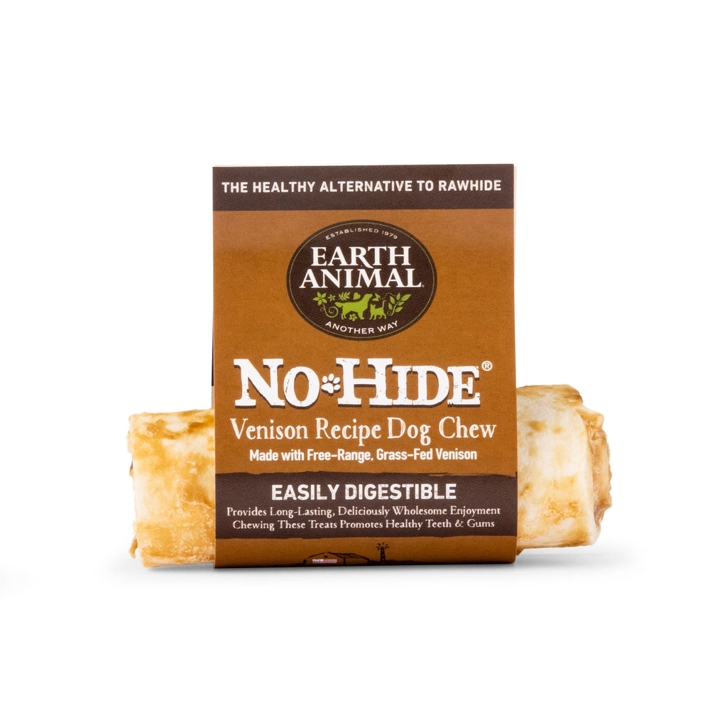 Earth Animal No-Hide Venison Chew - Small Dog Treat, Rawhide Alternative, 4 inch, 1.2oz Single Pack