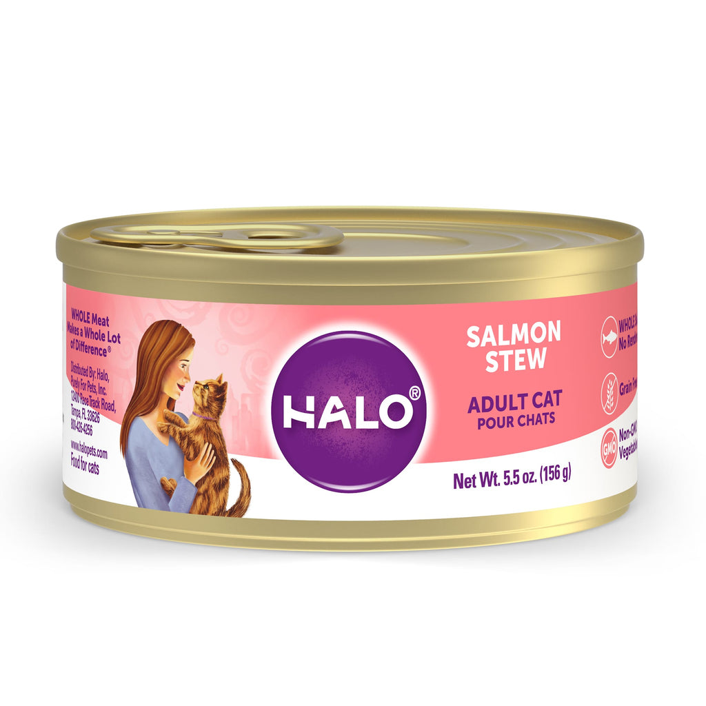 Halo Grain Free Natural Wet Cat Food  Salmon Stew - 5.5 o...