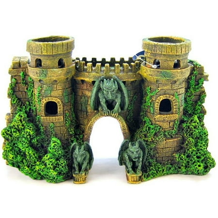 Blue Ribbon Castle Fortress with Gargoyles Aquarium Ornam...