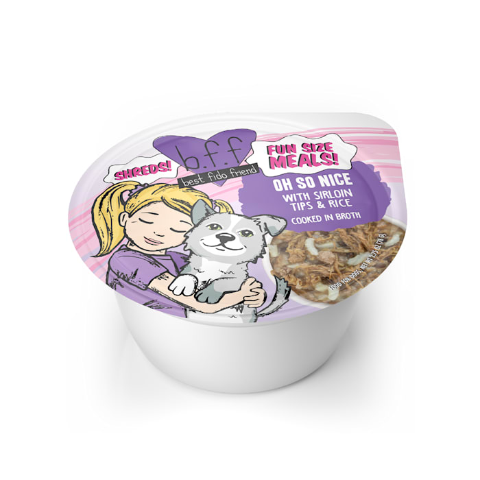 Weruva BFF Fun Size Oh So Nice Sirloin Tips & Rice Wet Dog Food, 2.75 oz Cup