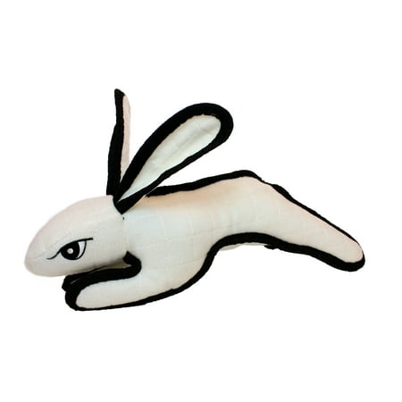 Tuffy Barnyard Rabbit Dog Toy - White - Durable Plush Squeaky Toy