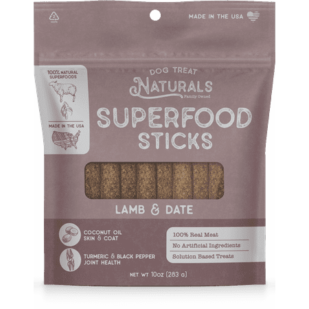 Dog Treat Naturals Lamb & Date Superfood Sticks - 10 oz, All-Natural Dog Treats, Joint Health
