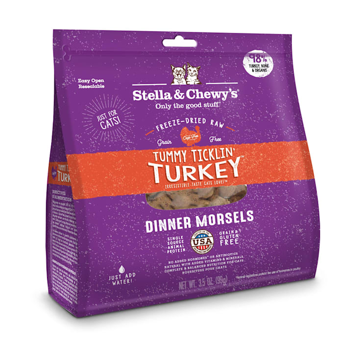 Stella & Chewy's Tummy Ticklin' Turkey Freeze-Dried Cat Food Morsels, 3.5 oz