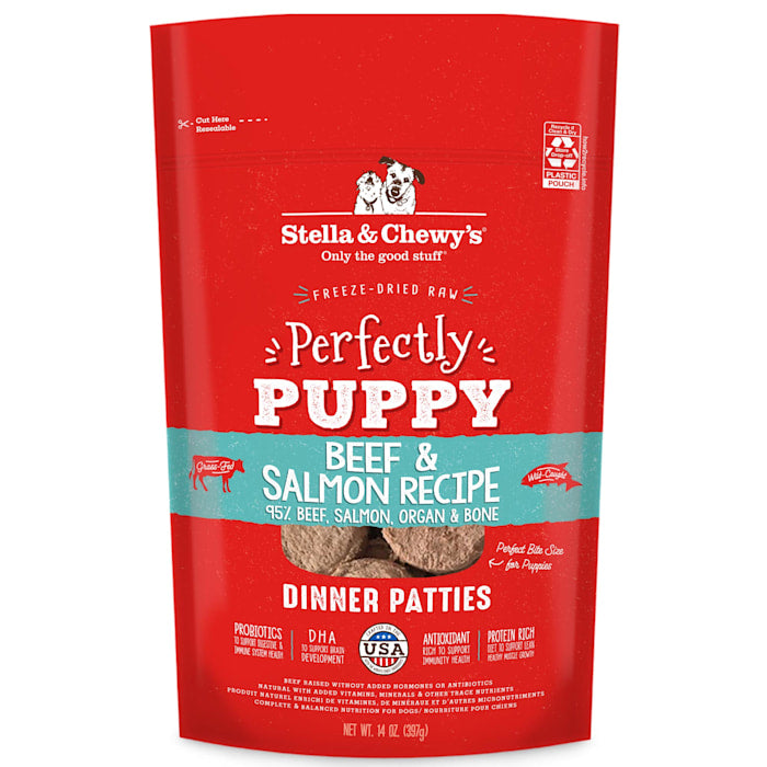 Stella & Chewy's Perfect Puppy Freeze-Dried Beef & Salmon Patties, 14 oz - Raw Dog Food