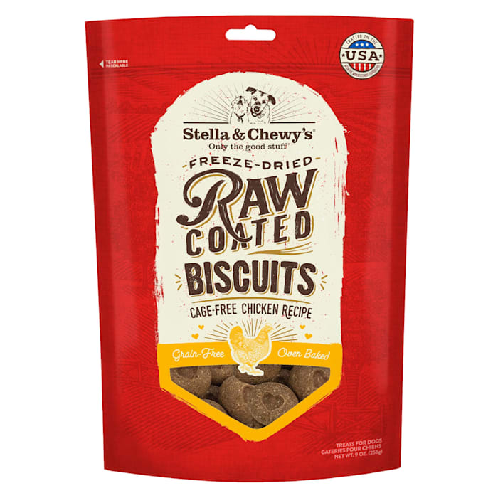 Stella & Chewy's Raw Coated Biscuits - Cage-Free Chicken Dog Treats - 9oz Bag