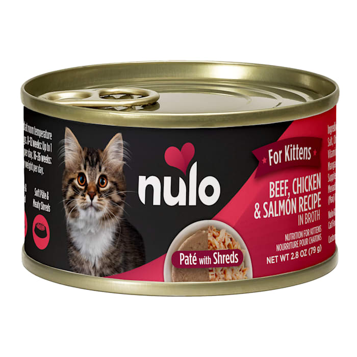 Nulo Pate with Shreds Beef, Chicken & Salmon Wet Kitten Food, 2.8 oz