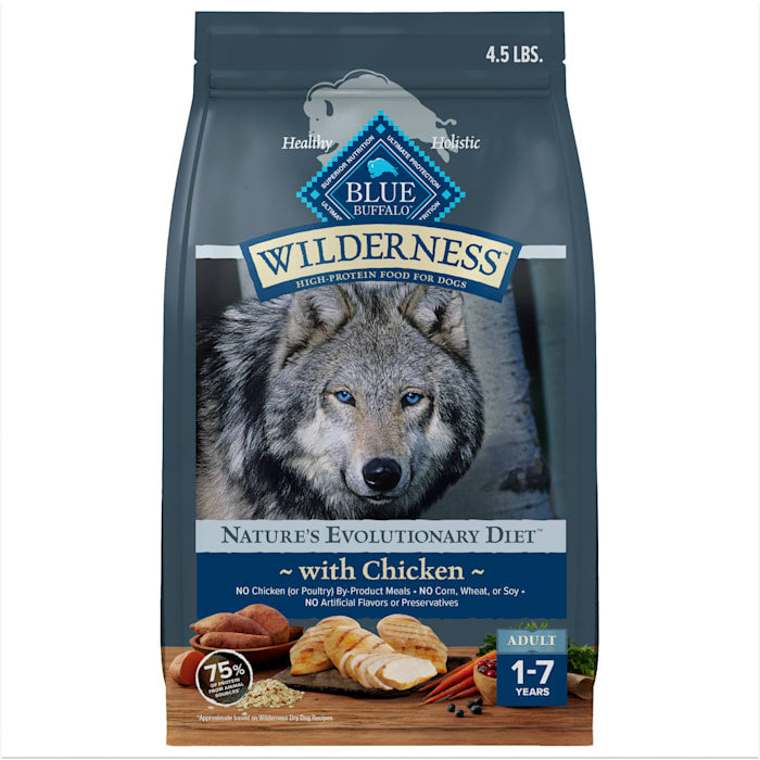 Blue Buffalo Wilderness Adult Chicken & Wholesome Grains Dry Dog Food, 4.5 lb