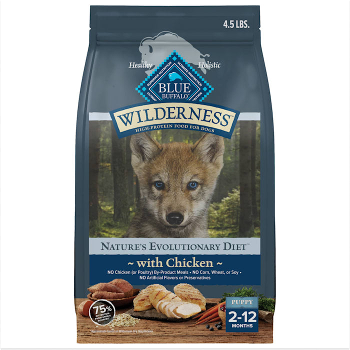 Blue Buffalo Wilderness Puppy Chicken Recipe Dry Dog Food, 4.5 lb Bag