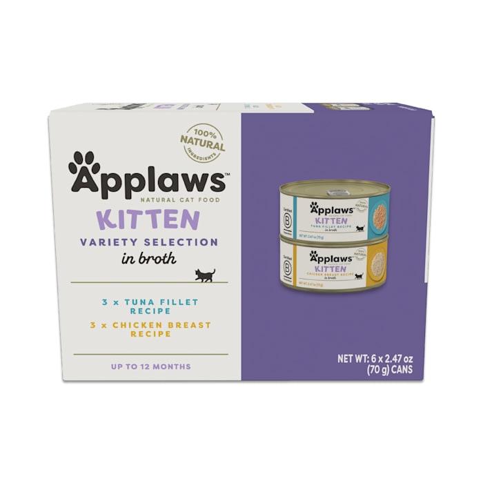 Applaws Natural Wet Kitten Food Variety Pack - 6 x 2.47oz Cans Limited Ingredient, in Broth