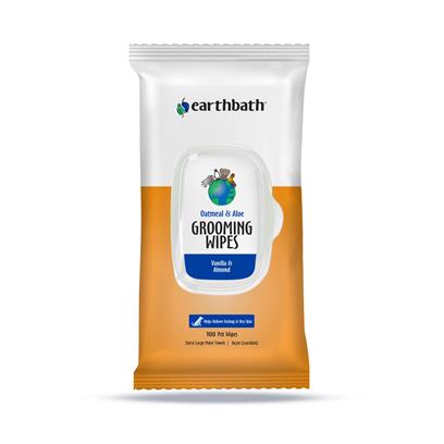 Earthbath Oatmeal & Aloe Grooming Wipes - Vanilla & Almond Scent, 30 Count - Dog & Cat