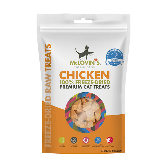 McLovin's Freeze-Dried Chicken Cat Treats, 3 oz Bag - All Natural, Single Ingredient