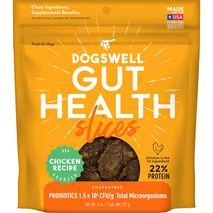 Dogswell Gut Health Chicken Slices Dog Treats, 8 oz.