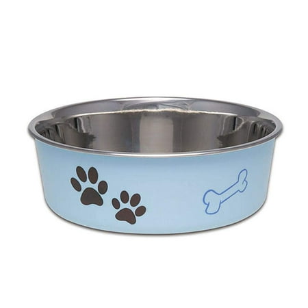 Loving Pets Bella Bowl, Small, Murano Blue, Stainless Steel Dog/Cat Bowl with Rubber Base