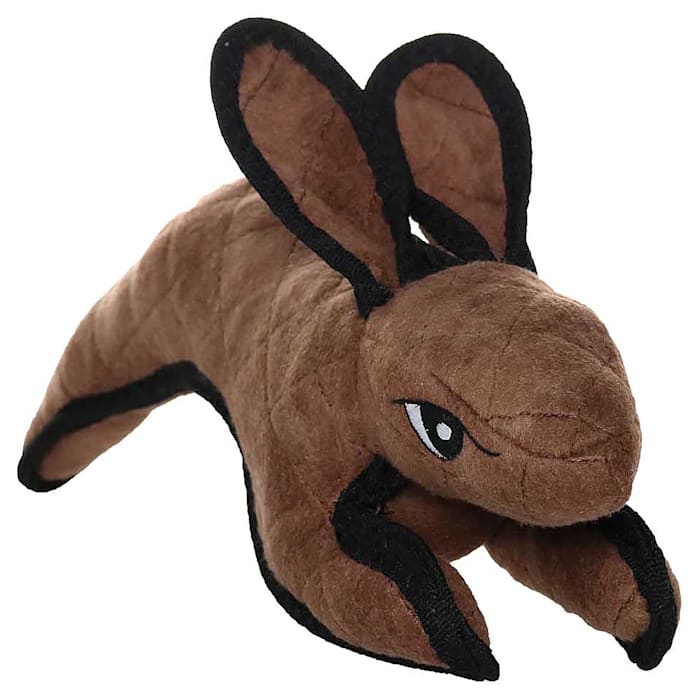 Tuffy Barnyard Rabbit Dog Toy - Brown Plush Durable Squeaky Rabbit