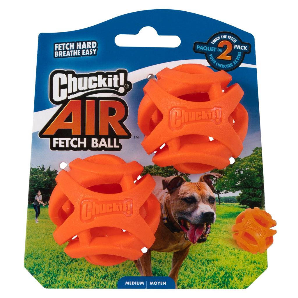Chuckit! Breathe Right Fetch Ball Dog Toy, Medium, 2-Pack