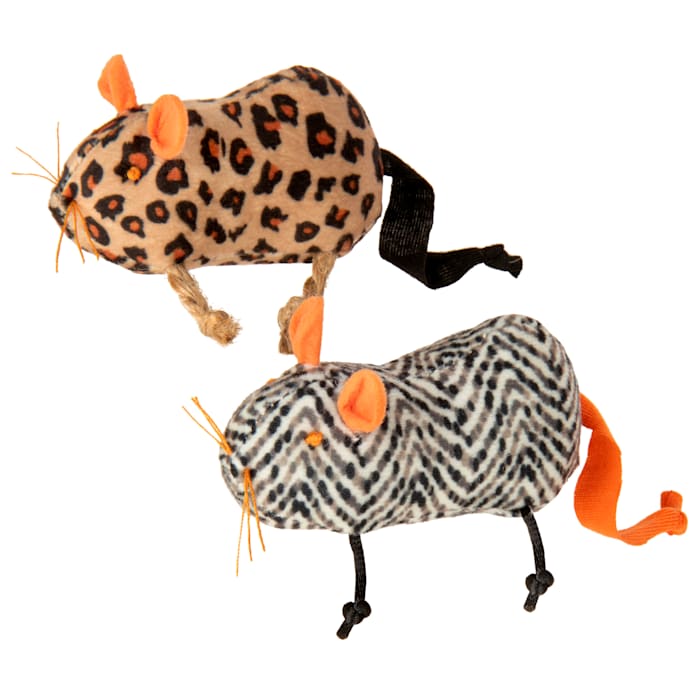 SmartyKat Safari Creepers Refillable Plush Rat Cat Toy - HappyNip Catnip & Silvervine - 2 Pack