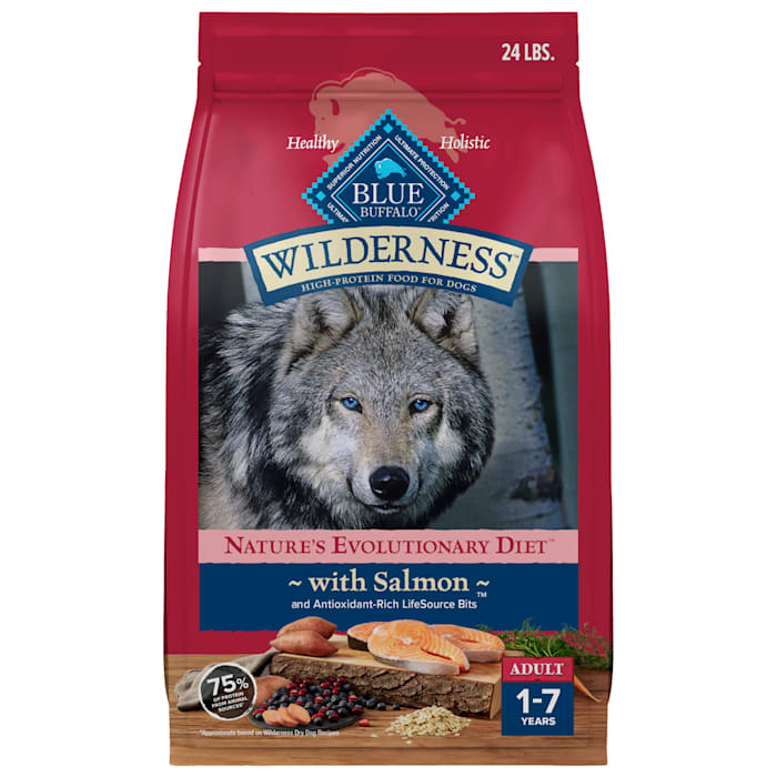 Blue Buffalo Wilderness Salmon Adult Dry Dog Food with Grains, 24 lb