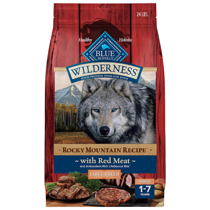 Blue Buffalo Wilderness Rocky Mountain Recipe Large Breed Adult Dog Food, Red Meat & Grains, 24-28 lb Bag