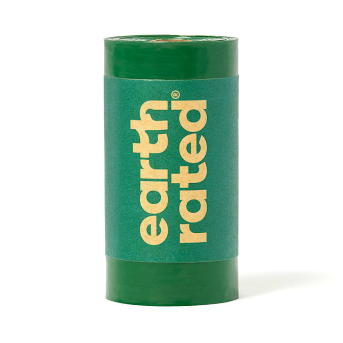 Earth Rated Poop Bags - Single Roll, Unscented - 15 Bags or 21 Rolls Refill