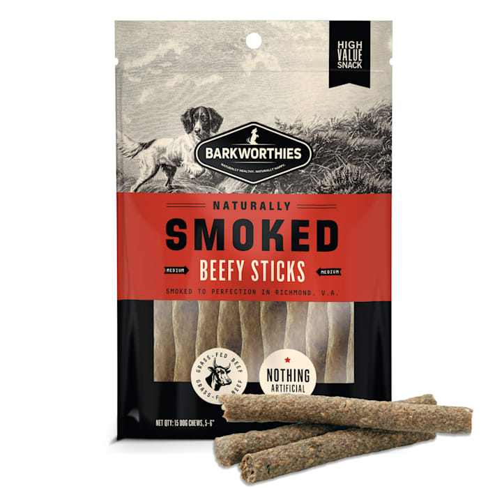 Barkworthies Smoked Beef Sticks Dog Treats, 15 Count