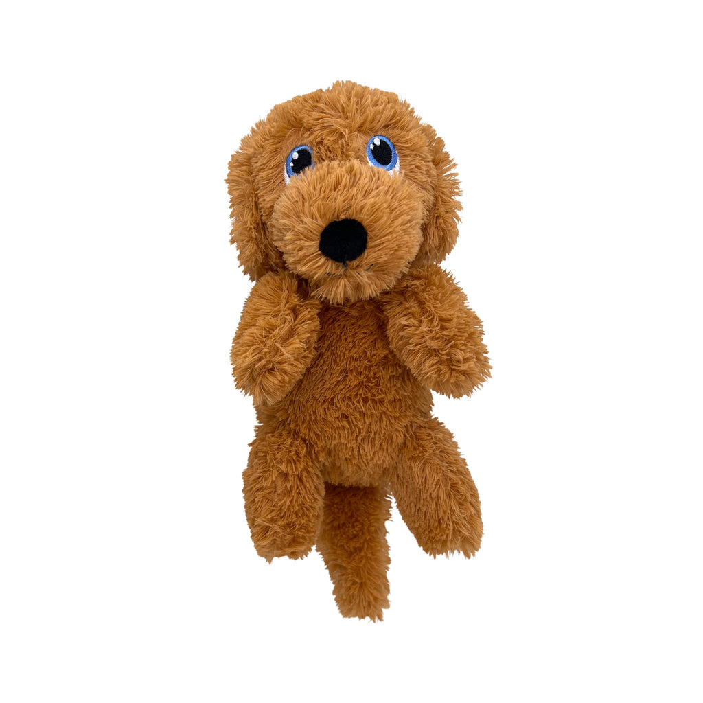 KONG Comfort Pups Goldie Dog Toy - Medium Plush with Squeaker & Crinkly Ears - Less Stuffing