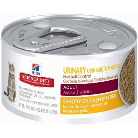 Hill's Science Diet Adult Urinary & Hairball Control Savory Chicken Entree Wet Cat Food, 2.9 oz