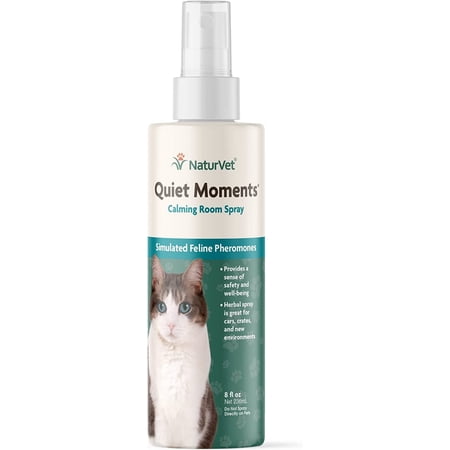 NaturVet Quiet Moments Calming Room Spray for Cats - Herbal Formula, 8 fl oz
