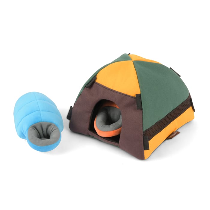 P.L.A.Y. Camp Corbin Trailblazing Tent Plush Dog Toy - Camping Themed Squeaker Chew Toy