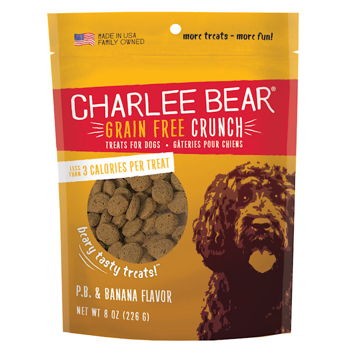 Charlee Bear Grain-Free Crunch Dog Treats, Peanut Butter & Banana Flavor, 8 oz