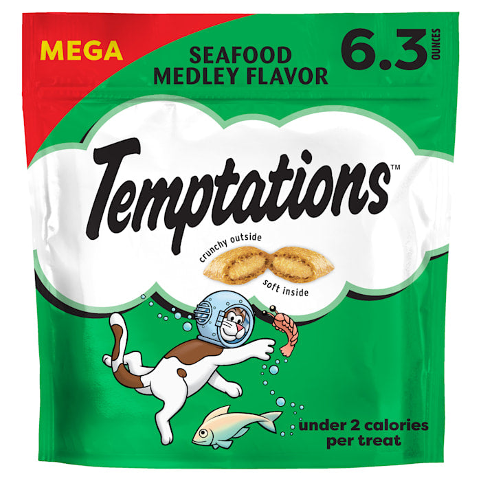 Temptations Classic Seafood Medley Cat Treats, 6.3 oz - Crunchy & Soft