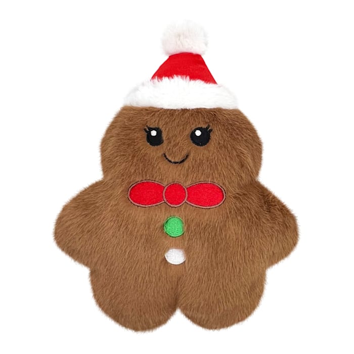 KONG Holiday Snuzzles Gingerbread Medium Dog Toy, Plush Squeaky Christmas Toy